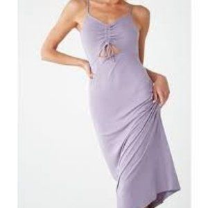 FOREVER21 RUCHED CUTOUT MAXI DRESS LAVENDER SZ:S